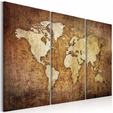 Quadro - World Map: Brown Texture - 120x80