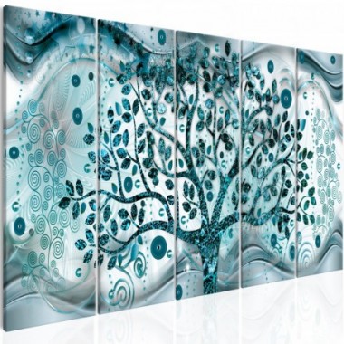 Quadro - Tree and Waves (5 Parts) Blue - 225x90