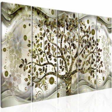 Quadro - Tree and Waves (5 Parts) Green - 200x80