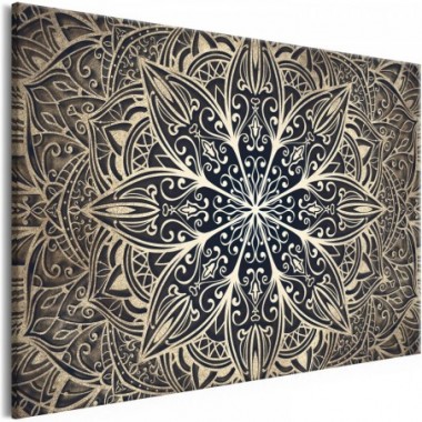 Quadro - Oriental Flowers (1 Part) Narrow Brown -...