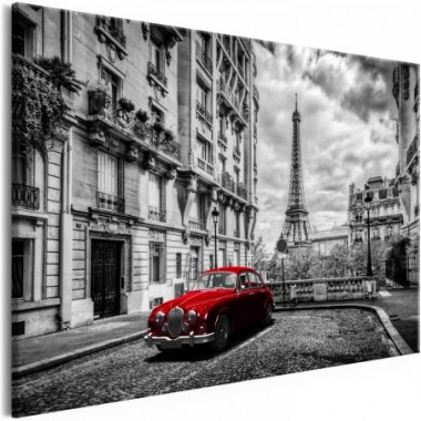 Quadro - Car in Paris (1 Part) Red Wide - 90x60