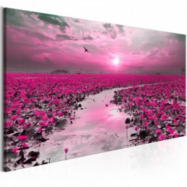 Quadro - Lilies and Sunset (1 Part) Narrow - 150x50