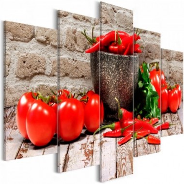 Quadro - Red Vegetables (5 Parts) Brick Wide - 200x100