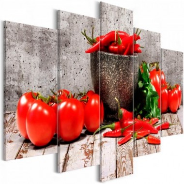 Quadro - Red Vegetables (5 Parts) Concrete Wide -...