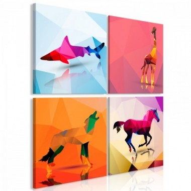Quadro - Geometric Animals (4 Parts) - 90x90