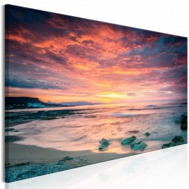 Quadro - Beach in Crete (1 Part) Narrow Red - 150x50