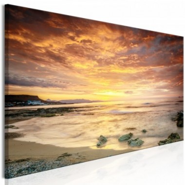 Quadro - Beach in Crete (1 Part) Narrow Orange - 150x50
