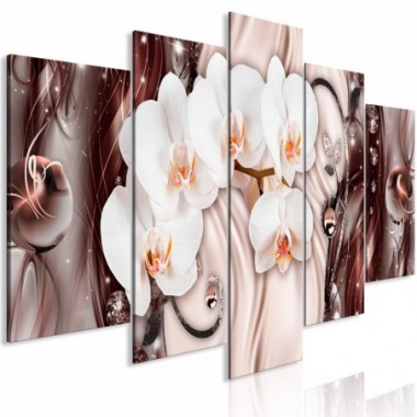 Quadro - Orchid Waterfall (5 Parts) Wide Pink - 225x100