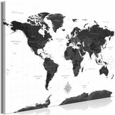 Quadro - Black and White Map (1 Part) Wide - 90x60