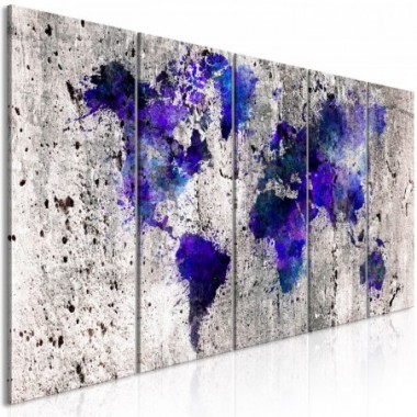 Quadro - World Map: Ink Blots (5 Parts) Narrow - 200x80