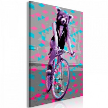 Quadro - Raccoon On The Bike (1 Part) Vertical - 40x60