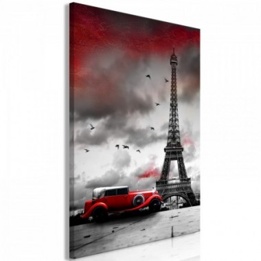 Quadro - Red Car in Paris (1 Part) Vertical - 40x60