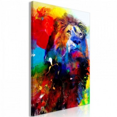 Quadro - Lion and Watercolours (1 Part) Vertical -...