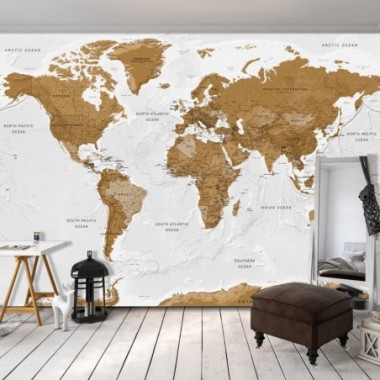 Fotomurale adesivo - World Map: White Oceans - 245x175