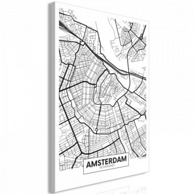 Quadro - Map of Amsterdam (1 Part) Vertical - 40x60