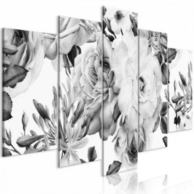Quadro - Rose Composition (5 Parts) Wide Black and...