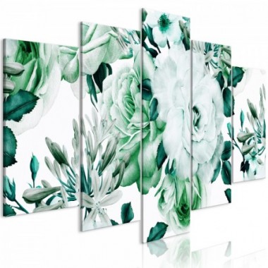 Quadro - Rose Composition (5 Parts) Wide Green - 100x50