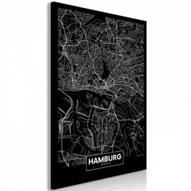 Quadro - Dark Map of Hamburg (1 Part) Vertical - 60x90