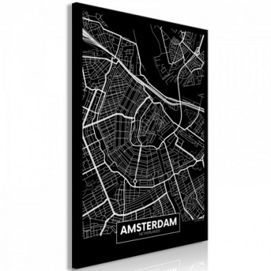 Quadro - Dark Map of Amsterdam (1 Part) Vertical -...