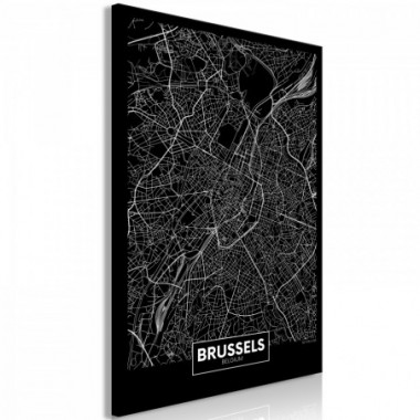 Quadro - Dark Map of Brussels (1 Part) Vertical -...