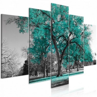 Quadro - Autumn in the Park (5 Parts) Wide Turquoise...