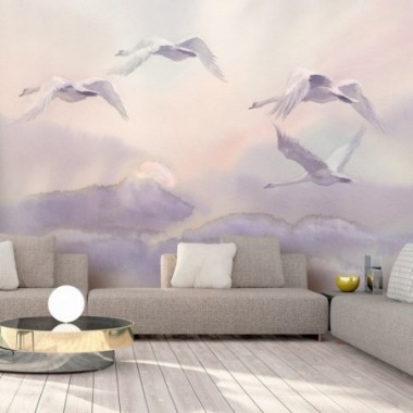 Fotomurale adesivo - Flying Swans - 392x280
