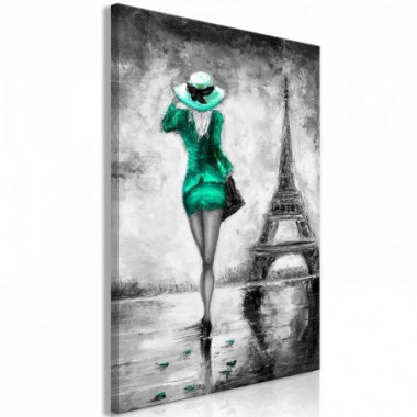 Quadro - Parisian Woman (1 Part) Vertical Green -...