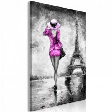 Quadro - Parisian Woman (1 Part) Vertical Pink - 60x90