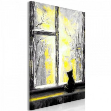 Quadro - Longing Kitty (1 Part) Vertical Yellow -...