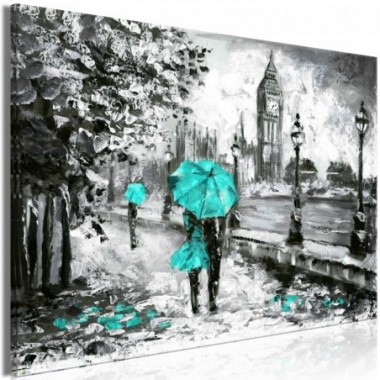 Quadro - Walk in London (1 Part) Wide Turquoise -...