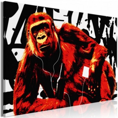 Quadro - Pop Art Monkey (1 Part) Narrow Red - 120x80