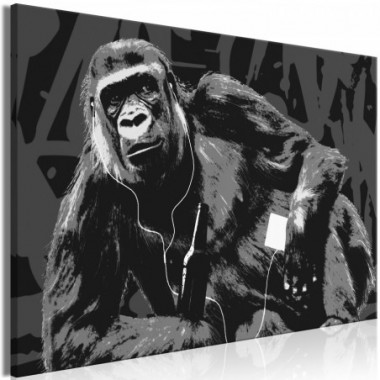 Quadro - Pop Art Monkey (1 Part) Narrow Grey - 120x80