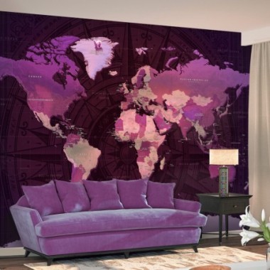 Fotomurale - Purple World Map - 400x280