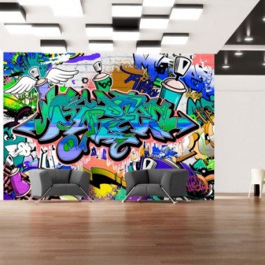 Fotomurale - Graffiti: motivo blu - 350x245