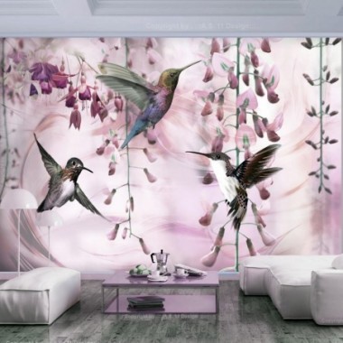Fotomurale - Flying Hummingbirds (Pink) - 400x280