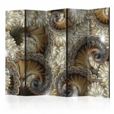 Paravento - Golden hand-held fans II [Room Dividers]...