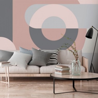 Fotomurale adesivo - Geometric Wreath (Pink) - 392x280