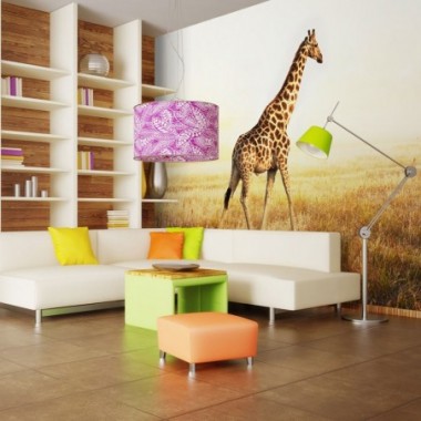 Fotomurale - giraffa - passeggiata - 400x309