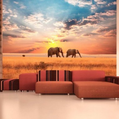 Fotomurale - Elefanti nella savana africana - 400x309