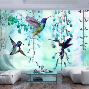 Fotomurale - Flying Hummingbirds (Green) - 300x210