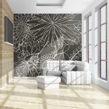 Fotomurale - Motivo floreale in bianco e nero - 400x309