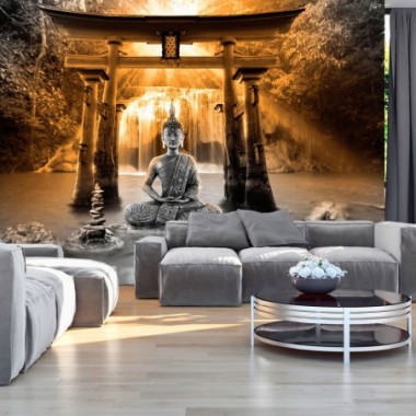 Fotomurale adesivo - Buddha Smile (Orange) - 294x210