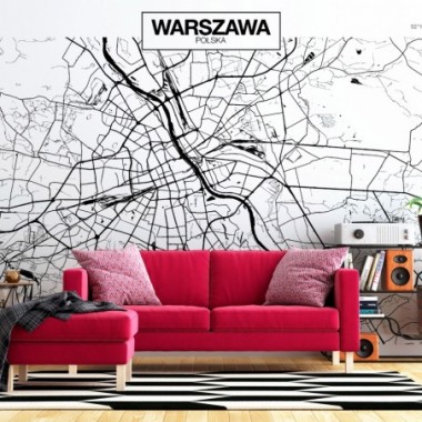 Fotomurale adesivo - Warsaw Map - 98x70