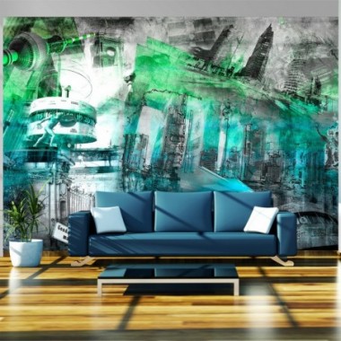 Fotomurale - Berlino - collage (verde) - 100x70