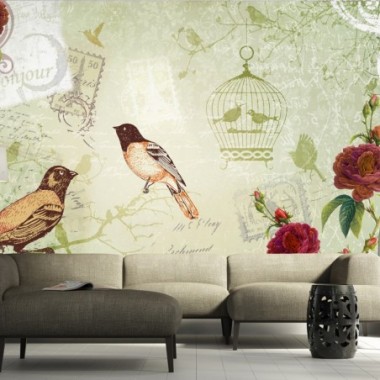 Fotomurale - Vintage birds - 100x70