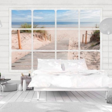 Fotomurale - Window & beach - 100x70