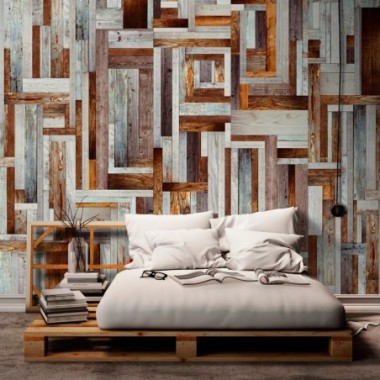 Fotomurale - Labirinto di tavole di legno - 50x1000