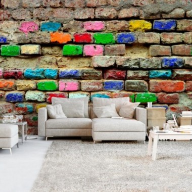 Fotomurale adesivo - Colourful Bricks - 245x175