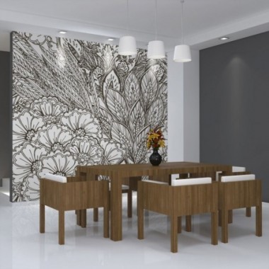 Fotomurale - prato (bianco e nero) - 250x193