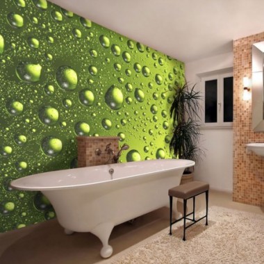 Fotomurale - Gocce d'acqua su una bottiglia di birra...